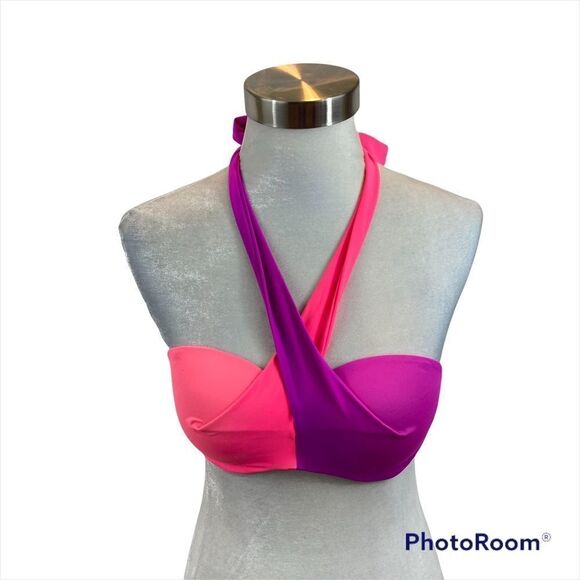 Victoria’s Secret Pink Two Tone Push Up Bikini Top Size Small Purple and Pink‎ - Picture 1 of 9